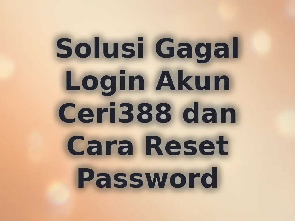 Solusi Gagal Login Akun Ceri388 dan Cara Reset Password